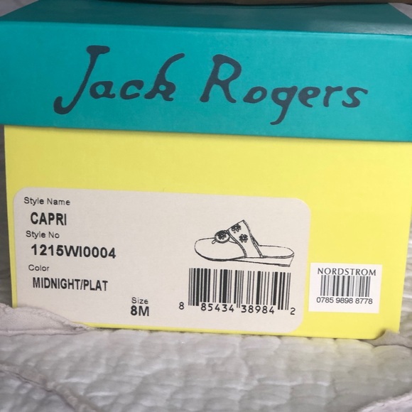 Jack Rogers Wedge Sandals Navy/Platinum 8 - Picture 3 of 3